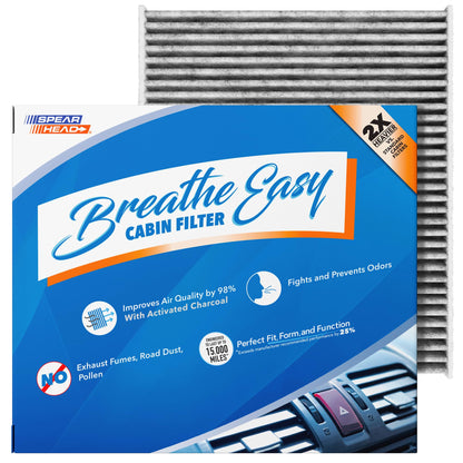 Spearhead Odor Defense Breathe Easy AC & Heater Cabin Filter | Fits Select 2016-2025 Toyota, Lexus, Subaru, 2016-2023 CX-9 Like OEM | Up to 25% Longer Lasting w/Activated Carbon (BE-157)
