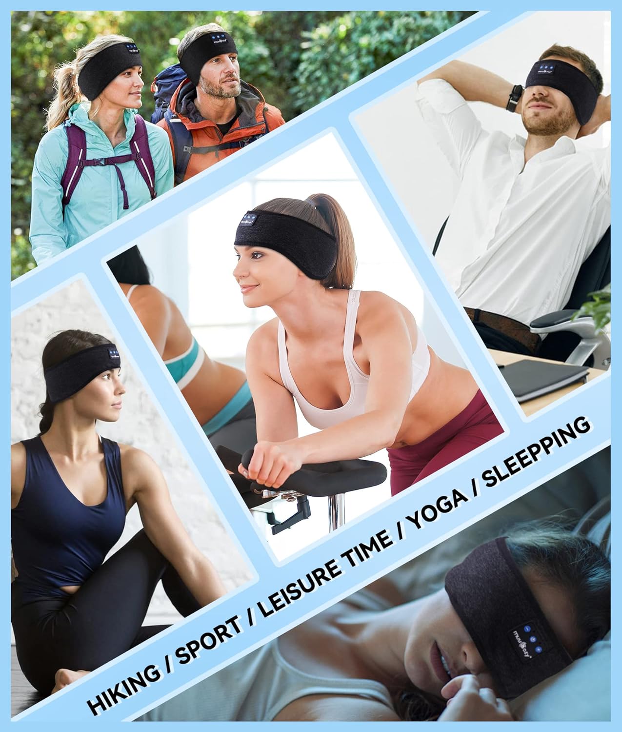 MUSICOZY Bluetooth 5.4 Schlaf-Kopfhörer-Stirnband, kabellose Schlaf-Kopfhörer-Schlafmaske Ohrhörer IPX6 wasserdicht für Seitenschläfer, Training, Laufen, Schlaflosigkeit, Reisen, Yoga, coole Tech-Gadgets, einzigartiges Geschenk