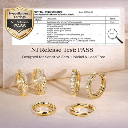 Inerney 14K Gold Plated Huggie Hoop Earrings for Women, Small Sterling Silver Earring Set Hypoallergenic Cartilage Helix Stacks, Mini Dainty Cute Trendy Birthstone Jewelry Gift for Multiple Piercings