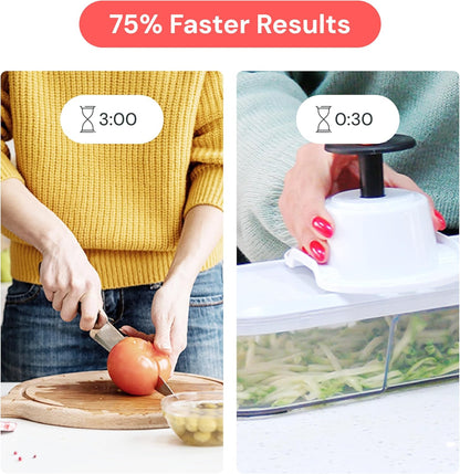 Fullstar Gemüsehacker und Mandolinenschneider - Julienne-Schneider, Würfelschneider, Reibe für Lebensmittel, Gemüse, Zwiebeln, Gurken, Tomaten, Salat, Kartoffeln, Käse - Küchenutensilien & Gadgets (Kompakt 6-in-1, Weiß)
