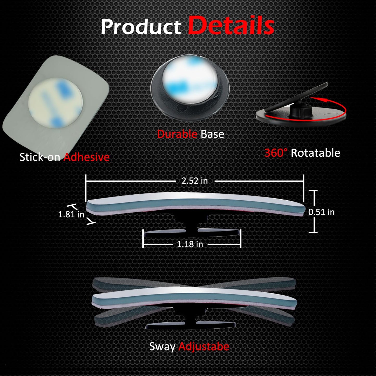 Ampper Blind Spot Mirror, 2" Round HD Glass Frameless Convex Rear View Mirror, Pack of 2