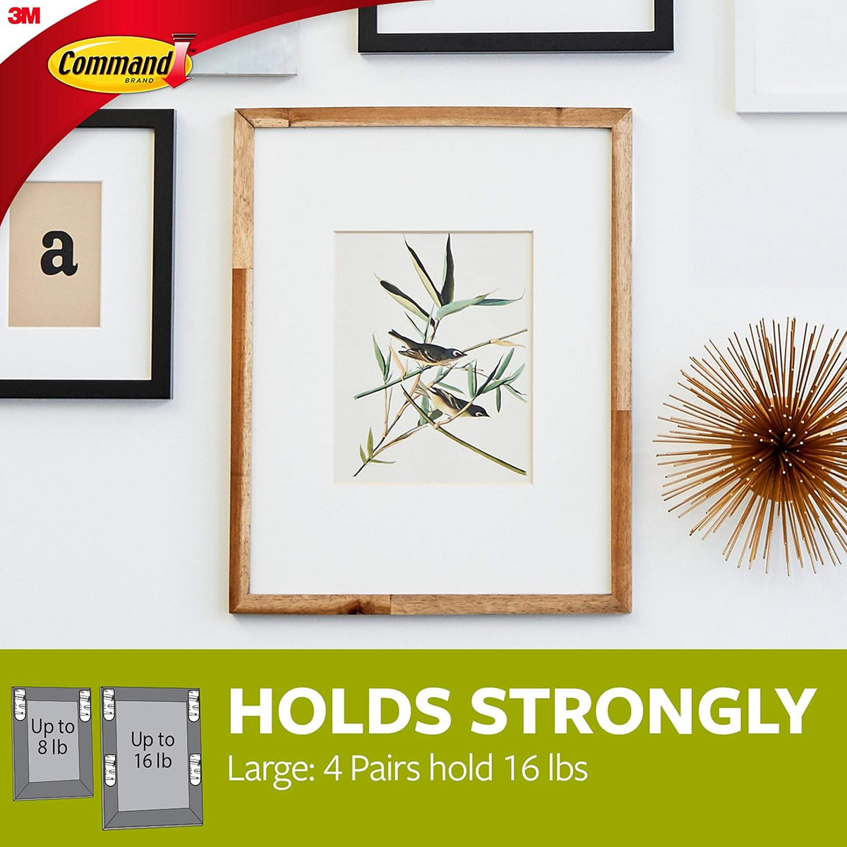 Command Large Picture Hanging Strips, Damage Free Hanging Picture Hangers, Wall Adhesives for Wall Decor, 12 White Adhesive Pairs (24 Command Strips)