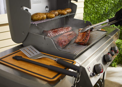 Weber Precision 3‑Piece Grilling Tool Set – Stainless Steel Tongs, Spatula & Silicone Basting Brush with Non‑Slip Handles and Hands‑Free Locking - Grill Accessory Kit