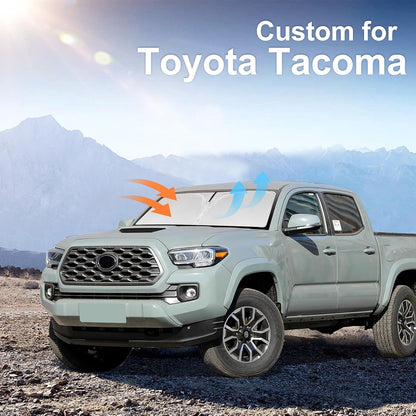 for Toyota Tacoma 2016-2023 2024 2025 2026 Sun Shade Sunshade Windshield Cover - 4 Layers Front Window Shade Custom Fit Tacoma 2Dr 4Dr Pickup Sun Visor 240T Shade Blocks UV Rays Car Accessories