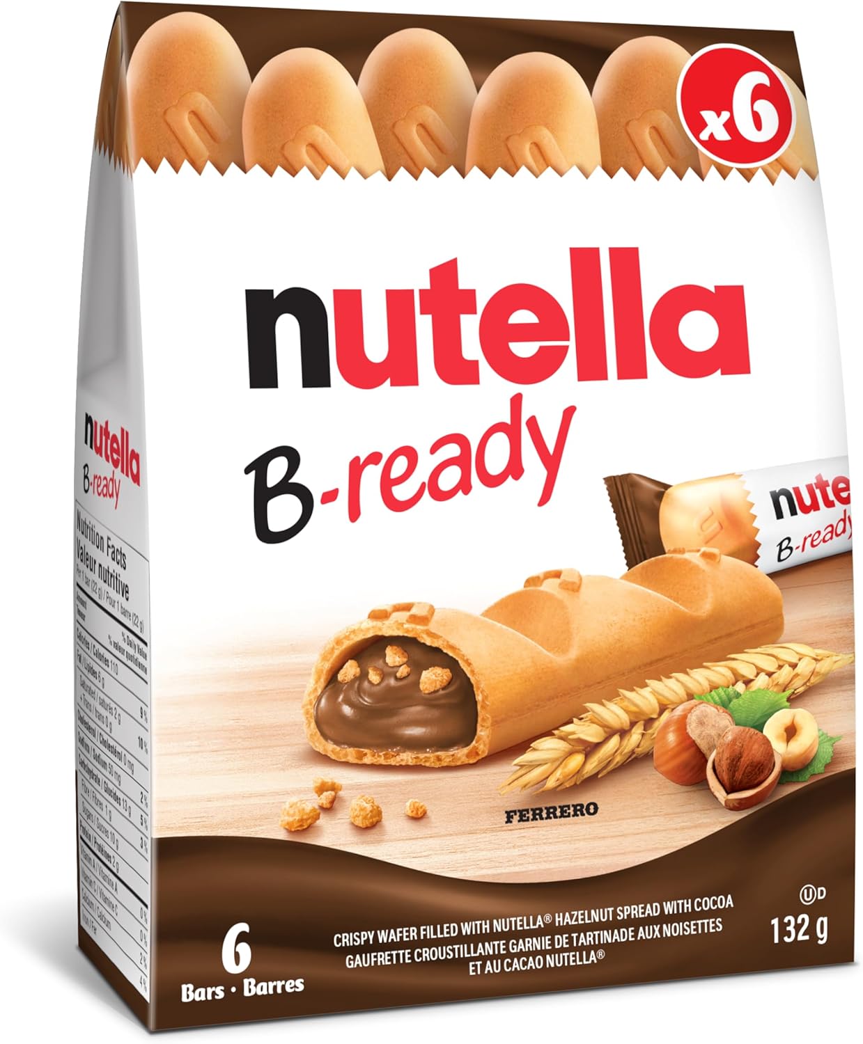 NUTELLA B-READY; Snack Bars; Crunchy Wafer Filled With Delicious NUTELLA; 15 bars pack; 330g