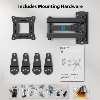Pipishell Full Motion TV Wall Mount for 26-65 inch Flat or Curved TVs up to 77 lbs, TV Bracket Wall Mount with Articulating Arms, Extension, Tilt, Swivel, Leveling, Max VESA 400x400mm, PIMF7