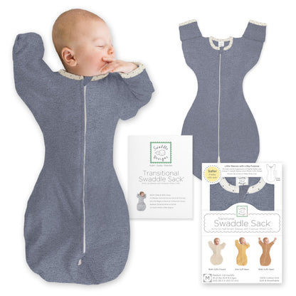 SwaddleDesigns Swaddle Sack with Arms Up Half-Length Sleeves and Mitten Cuffs,