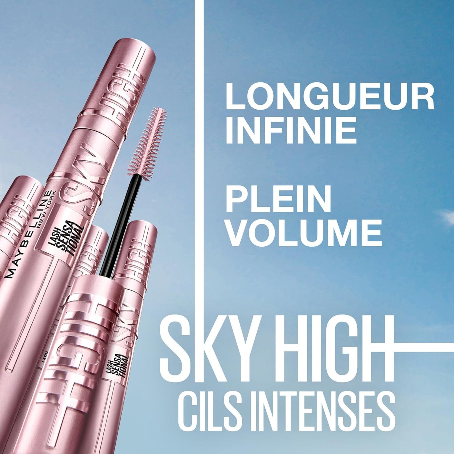 Maybelline New York Lash Sensational Sky High Washable Wimperntusche, Volumen, Länge, Definition, Schwung, Verdichtung, aufbaubare Formel, Very Black, 7.2 ml