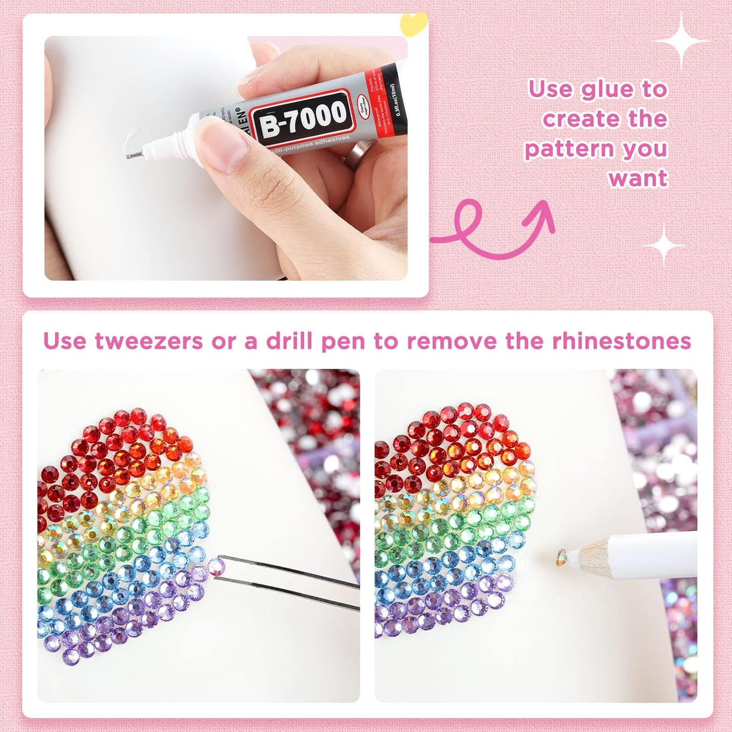 Zefy 40 Colors Resin Jelly Rhinestones for Bedazzling, 3mm 32000 Pcs Flatback Gems for Crafting, Bedazzling Kit with 3Pcs B7000 Glue for Clothing Shoes Nail Book Diamond Art