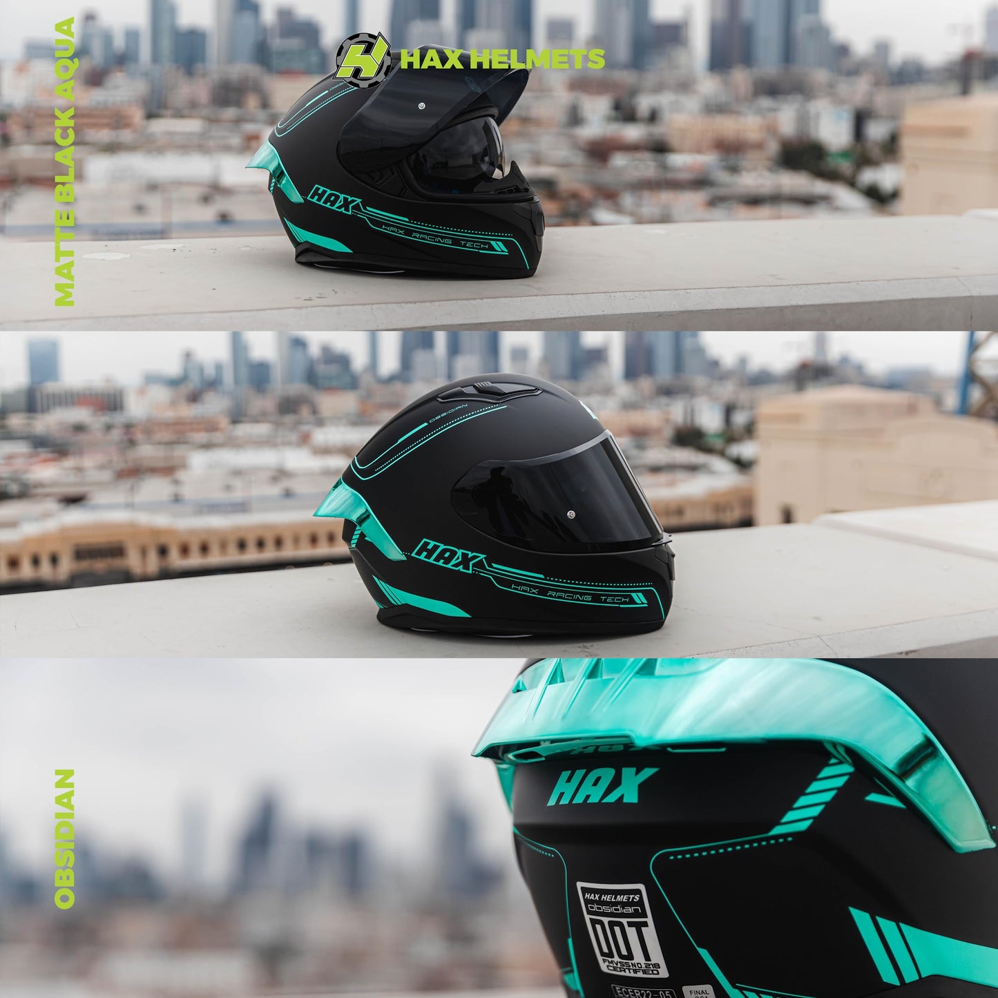 HAX Obsidian Full Face Dual Visor Adult Motorcycle Helmet for Motorbike Street Bike with Pinlock Ready DOT Approved Matte Black Gold L