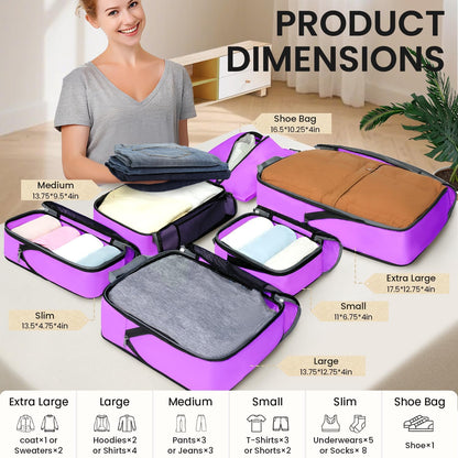 BAGAIL 4er-Set Kompressions-Packwürfel Reise-erweiterbare Packorganizer (Schwarz, 4er-Set)