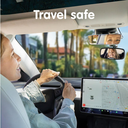 Onco Baby-Autospiegel für nach hinten gerichtete Kindersitze (2 Stück) – 100 % bruchsicher & rüttelfest, preisgekrönter konvexer Autospiegel für Babys mit 360°-Drehung, Neugeborenen-Essentials (24,4 x 17,5 cm)