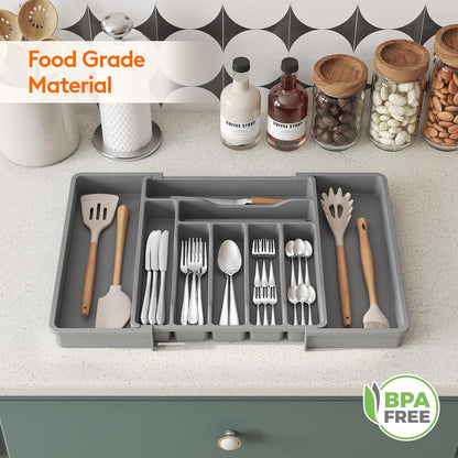 Lifewit Besteck Organizer, erweiterbarer Utensilien Organizer für die Küche, Utensilienhalter, verstellbarer Besteckkasten Schubladen Organizer für Löffel, Messer, Küchen Organizer und Aufbewahrung, Schwarz