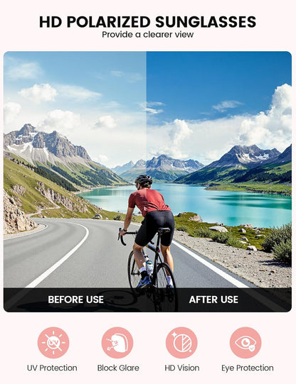 Lamicall Polarisierte Sportsonnenbrille Herren Damen, [24g Ultraleicht] Verstellbares Nasenpad Sportbrille für Fahrrad Wandern Laufen