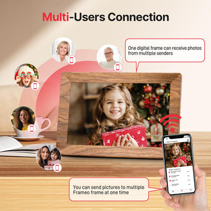 Frameo 10.1 Inch WiFi Digital Picture Frame, Smart Cloud Electronic Photo Frame with HD IPS Touch Screen Slideshow 32GB Memory Auto-Rotate Wall Mount, Share Photos/Videos from Phone - Gifts for Mom