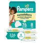 Pampers Swaddlers Disposable Baby Diapers Size 1, One Month Supply (198 Count) with Sensitive Water Based Baby Wipes 6X Pop-Top Packs (336 Count)