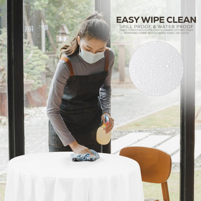 Utopia Kitchen Einweg-Tischdecke aus Kunststoff (12er Pack – 137x274 cm) Weiß Rechteckige Tischdecke Wasserdicht Schmutzabweisend Party-Tischdecke