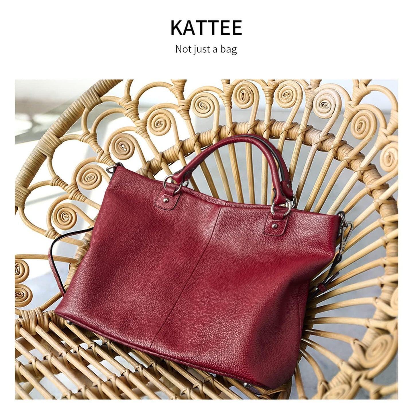 Kattee Damen Weiche Echtleder Tragetasche Schultertasche Handtasche