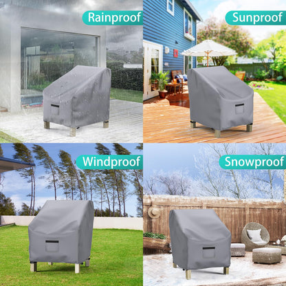 Patio Chair Covers for Outdoor Furniture Waterproof 2 Pack, Lawn Chair Covers 600D Heavy Duty Oxford Cloth, Large Covers for Lounge Lawn Deep Seat 38" W x 31" D x 29" H-Brown