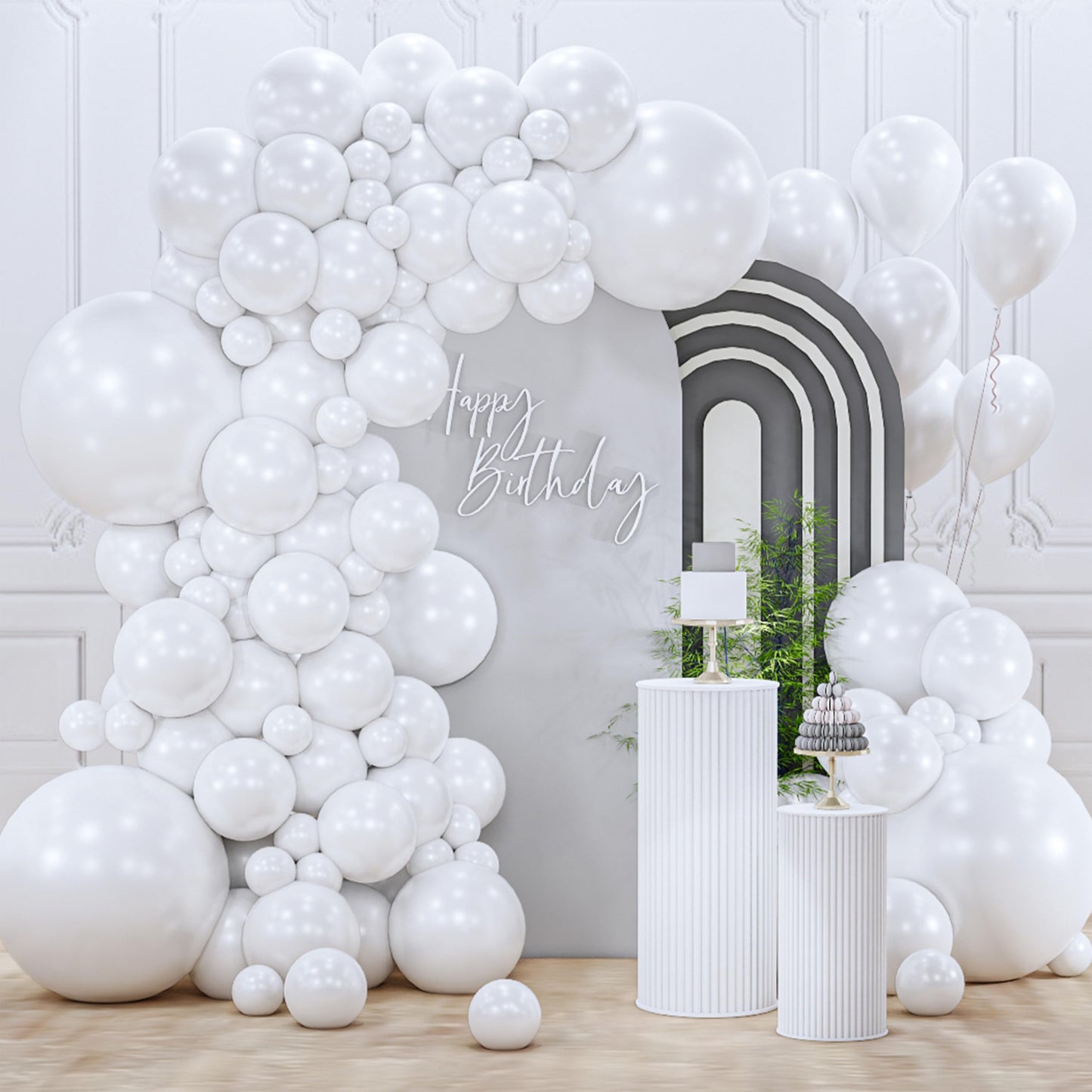 PartyWoo White Balloons 155pcs Different Sizes Pack of 18 12 10 5 Inch Matte White Latex Balloon Arch Kit Garland for Wedding Bridal Graduation Baby Shower Birthday Party Decorations White-Y13