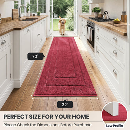 PURRUGS Dirt Trapping Door Mat 32" x 70", Non-Slip/Skid Machine Washable Entryway Rug, Dog Doormat, Super Absorbent Welcome Mat for Muddy Wet Shoes and Paws, Grayish Brown