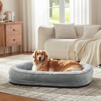 JOEJOY Orthopedic Dog Beds Large Sized Dog, XL Egg-Crate Memory Foam Pet Couch Bed with Bolster Sides, Waterproof Lining, Removable Washable Cover & Non-Slip Bottom, Brown