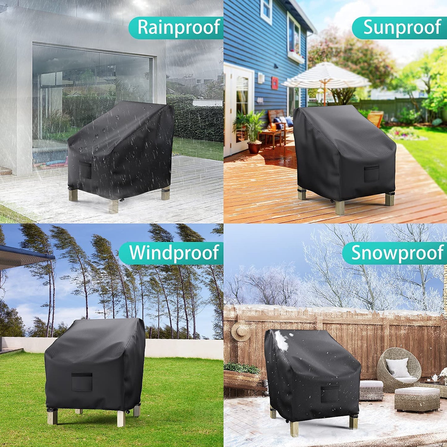 Patio Chair Covers for Outdoor Furniture Waterproof 2 Pack, Lawn Chair Covers 600D Heavy Duty Oxford Cloth, Large Covers for Lounge Lawn Deep Seat 38" W x 31" D x 29" H-Brown
