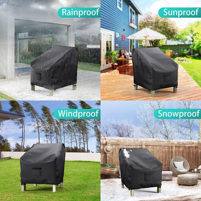 Patio Chair Covers for Outdoor Furniture Waterproof 2 Pack, Lawn Chair Covers 600D Heavy Duty Oxford Cloth, Large Covers for Lounge Lawn Deep Seat 38" W x 31" D x 29" H-Brown
