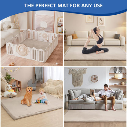Huloo Sleep Ultra Soft Baby Spielmatte für den Boden, 3,3 cm dicke Elasti-Foam 127x127 cm Laufgittermatte für Kleinkinder, rutschfeste Rückseite, sicher zum Krabbeln und für die Bauchlage, Tatami-Stil (Dunkelgrau)