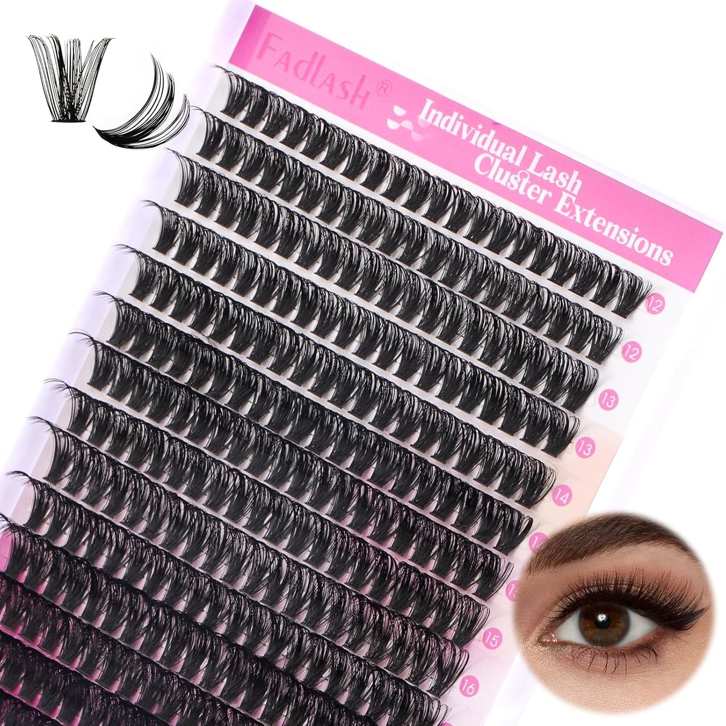 Cluster Wimpern D-Curl Wimperncluster 280 Stück Wimpernverlängerung Cluster Einzelwimpern Weiche DIY Wimpernverlängerungen Gemischtes Tray Wimperncluster Natürlicher Look (60D-0.07D, 8-16mm)