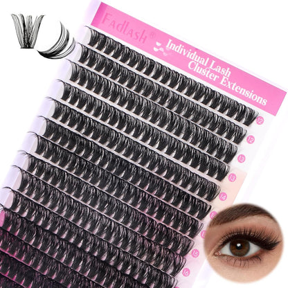 Cluster Wimpern D-Curl Wimperncluster 280 Stück Wimpernverlängerung Cluster Einzelwimpern Weiche DIY Wimpernverlängerungen Gemischtes Tray Wimperncluster Natürlicher Look (60D-0.07D, 8-16mm)