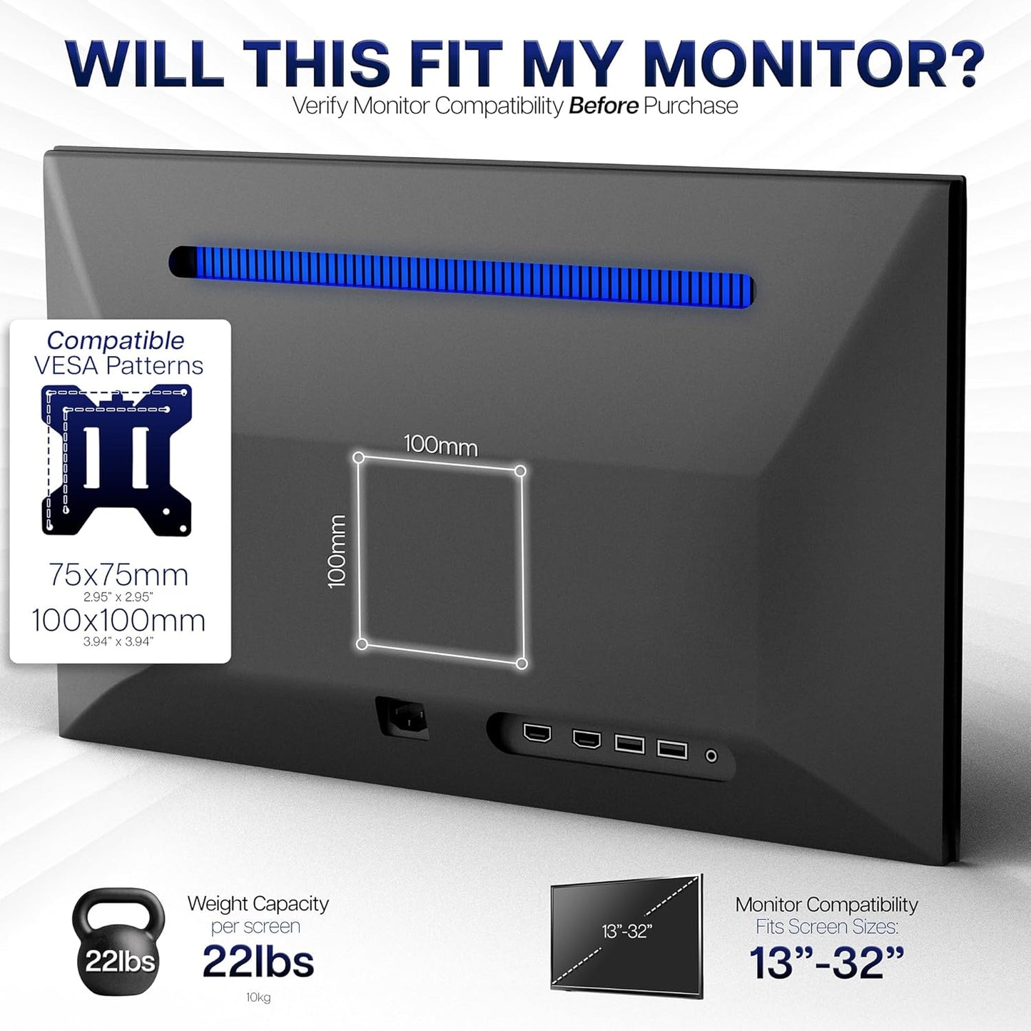 VIVO Dual-Monitor Tischhalterung, für 2 Bildschirme bis zu 30 Zoll und je 10 kg, Hochleistungs-Stahlständer voll verstellbar mit Klemme und Tülle, Schwarz, STAND-V002