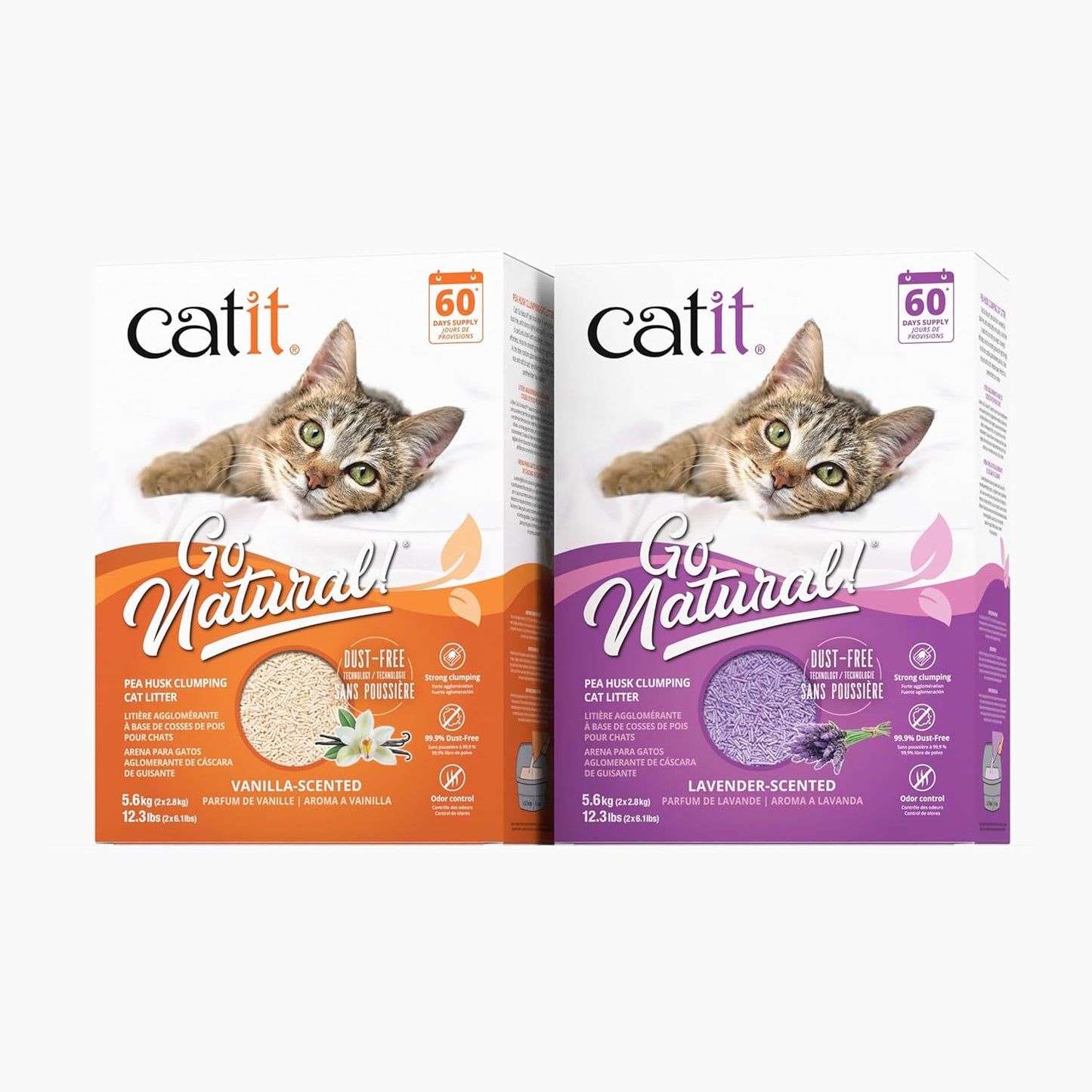 Catit Go Natural Erbsenschalen-Klumpstreu, Tofu, Lavendel, 14 L, staubfreie und leichte Katzenstreu, leicht schaufelbar, Litiere Pour Chat