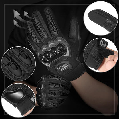 COFIT Motorradhandschuhe für Damen und Herren, Full-Finger Touchscreen Motorradhandschuhe für BMX ATV MTB Fahren, Straßenrennen, Radfahren, Klettern, Motocross – Schwarz L