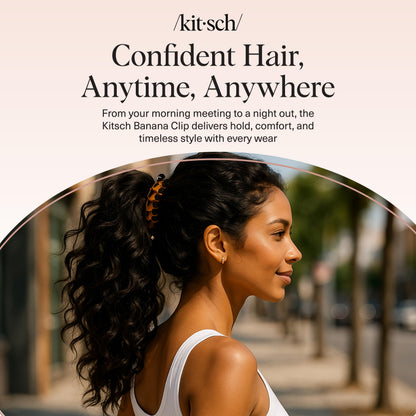 Kitsch Mittelgroße Haarspangen für Damen, starker Halt, Haarclips aus recyceltem Kunststoff für dickes Haar | Ideal für Hochsteckfrisuren, halb offene Frisuren | Ideale Geschenke für Frauen – 2 Stück, Schwarz und Schildpatt