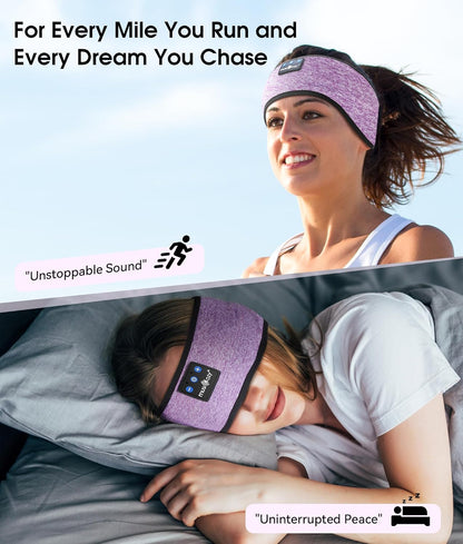 MUSICOZY Bluetooth 5.4 Schlaf-Kopfhörer-Stirnband, kabellose Schlaf-Kopfhörer-Schlafmaske Ohrhörer IPX6 wasserdicht für Seitenschläfer, Training, Laufen, Schlaflosigkeit, Reisen, Yoga, coole Tech-Gadgets, einzigartiges Geschenk