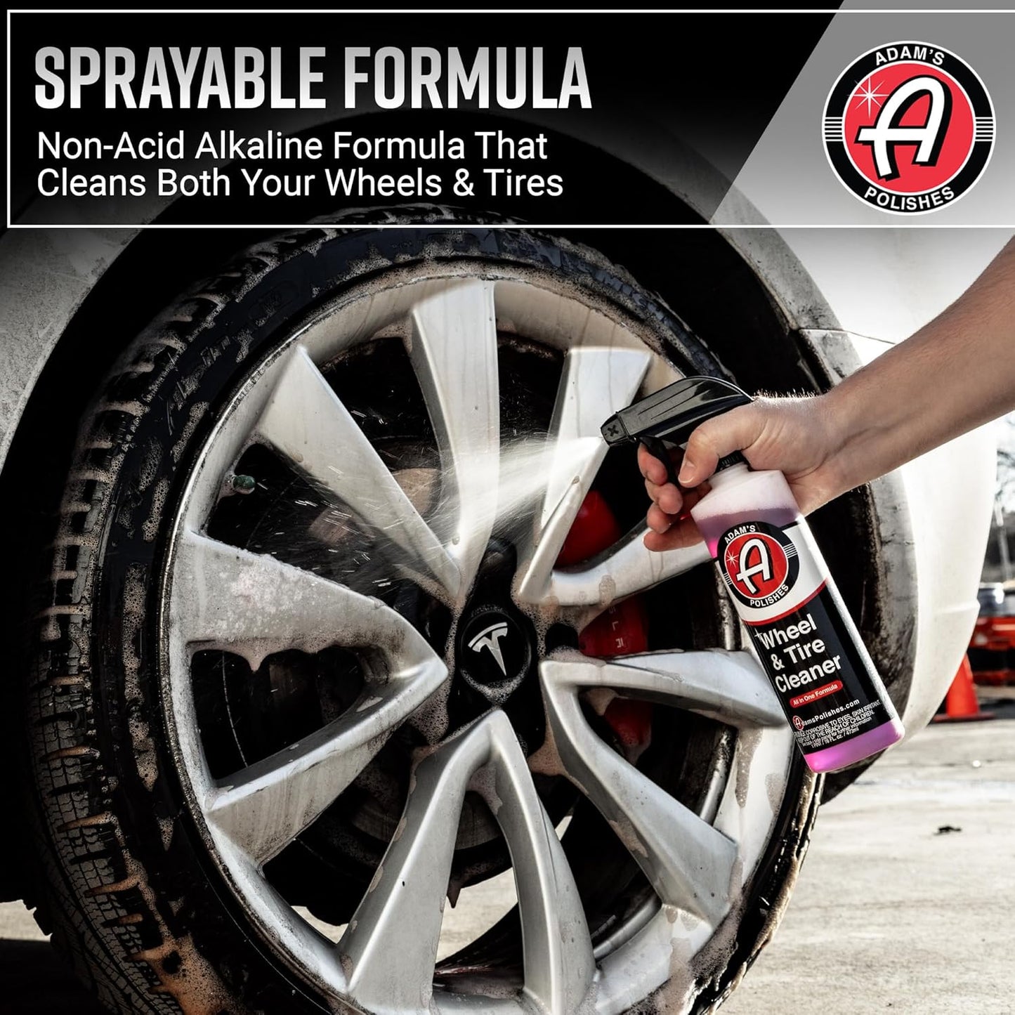 Adam’s Wheel & Tire Cleaner - A Chemical Formula That Combines Our Wheel Cleaner & Tire & Rubber Into An All In One Formula - Works On Alloy Chrome Aluminum Clear-Coated Painted Rims (Collection)