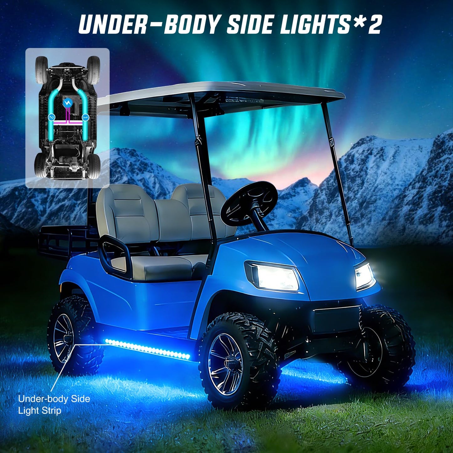 Nilight 6PCS Golf Cart Underbody Light Kit with Canopy Lights Dream Color Multi-Mode Neon Accent Lighting APP Remote Control Sound Active Music Sync IP67 Waterproof 12V-66V for EZGO Yamaha Club Car