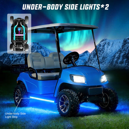 Nilight 6PCS Golf Cart Underbody Light Kit with Canopy Lights Dream Color Multi-Mode Neon Accent Lighting APP Remote Control Sound Active Music Sync IP67 Waterproof 12V-66V for EZGO Yamaha Club Car