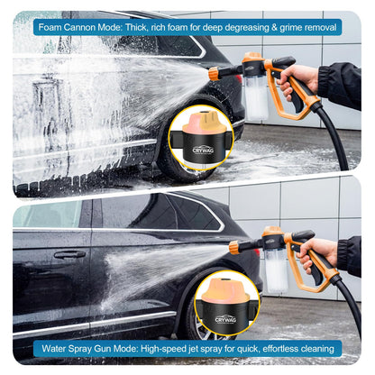 Car Wash Foam Gun for Garden Hose, Foam Cannon Car Wash Kit with Microfiber Wash Mitt, 50% More Water Pressure Nozzle & 3 Spray Modes, Hose Foam Blaster for Cars, Trucks, RV, Motorcycle Cleaning