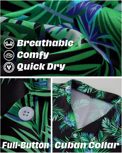 HMIYA Herren Hawaiihemden Kurzarm Button-Up Hemd Herren S-3XL