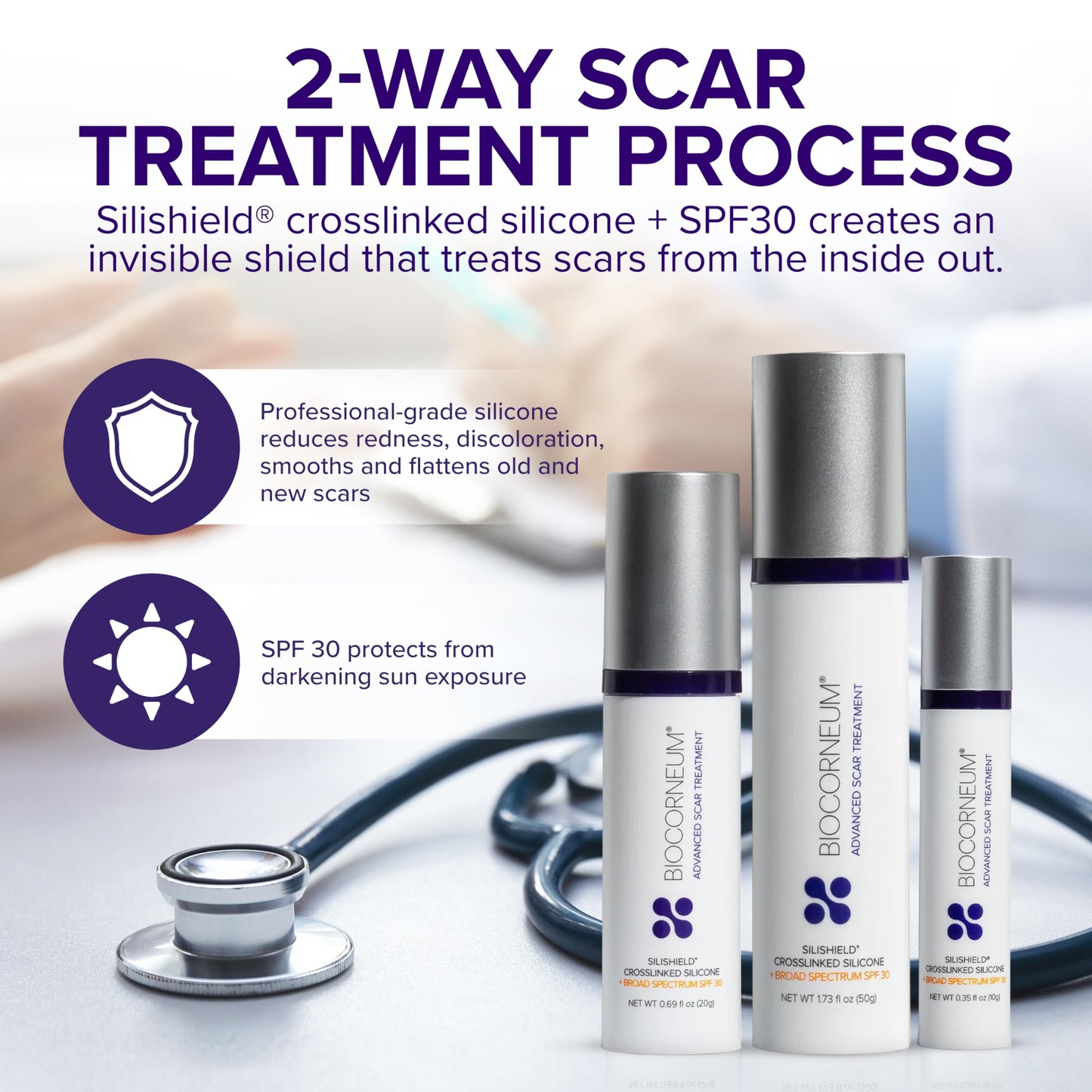 Advanced Scar Gel with Silishield® & SPF 30 50g – Silicone-Based, Water-Resistant, Fast-Drying Scar Cream for Surgical Scars, Burns & Injury – Made in USA, Safe for Kids 6+ – Surgeon Recommended