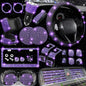 NBTEPEM 27-Piece Bling Car Accessories Set - Universal Fit Steering Wheel Covers, License Plate Frames, Phone Holder, Car Fast Charger, Coasters (Pink)