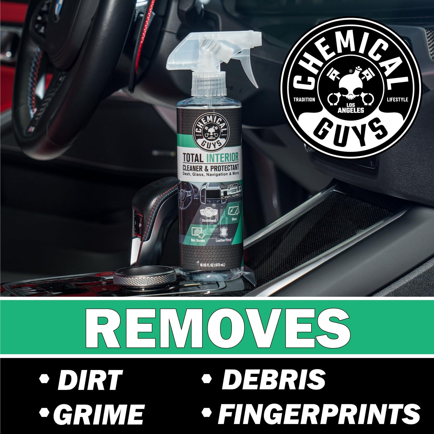 Chemical Guys Total Interior Reiniger & Protector, sicher für Autos, LKWs, SUVs, Motorräder, Wohnmobile & mehr, 473 ml (2er-Pack), Frischer Duft