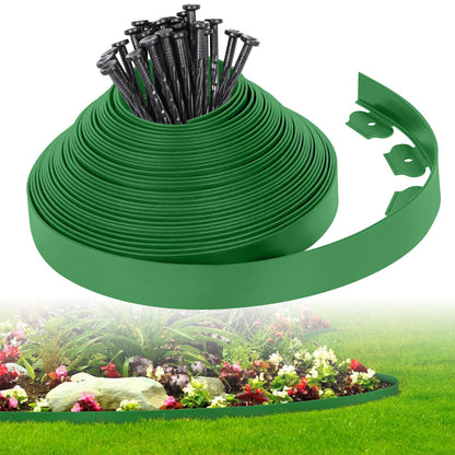 2-Inch x 100 FT Landscape Edging Border with 150 Stakes, Plastic Edging for Landscaping Garden Edging Border, Flexible Landscaping Edging for Garden Flower Beds Yard Lawn Pathway Paver (Black)