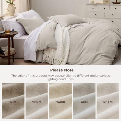 Funda nórdica blanca Bedsure, tamaño Queen, 3 piezas, aspecto de algodón prelavado, juego de cama extrasuave, incluye 1 funda nórdica de 228 x 228 cm con cierre de cremallera y 2 fundas de almohada, edredón no incluido
