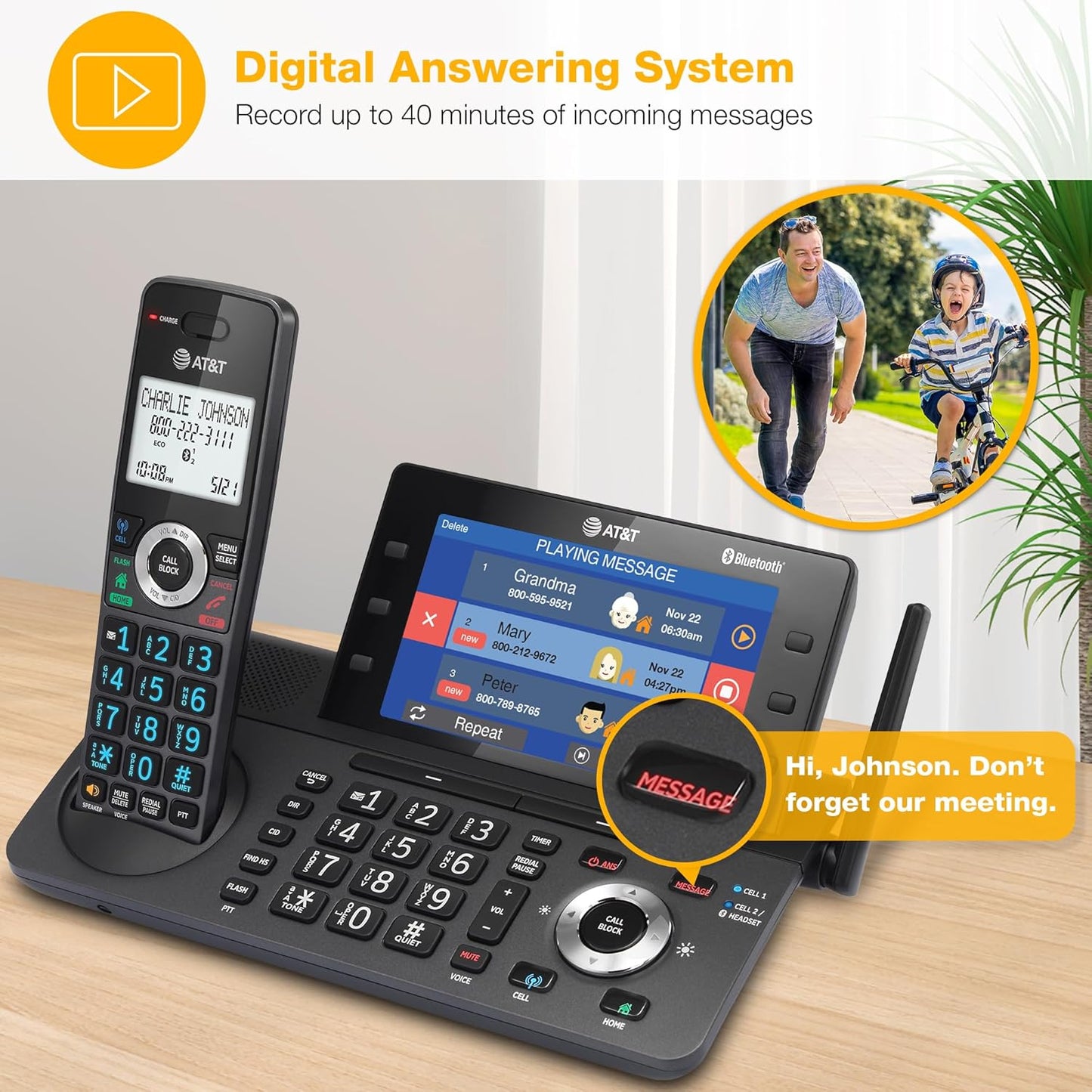 AT&T 4-Handset DECT 6.0 Cordless Home and Business Phone with Answering Machine