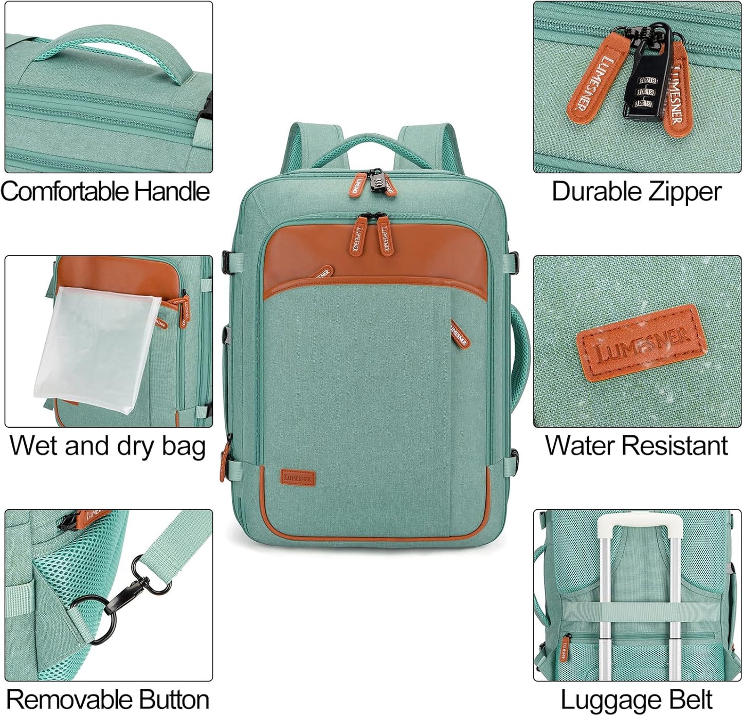Lumesner Handgepäck Rucksack, extra großer 40L Flugzugelassener Reiserucksack für Damen & Herren