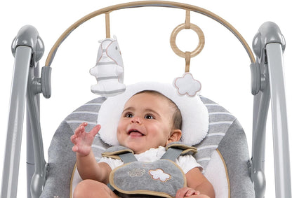 Ingenuity ConvertMe 2-in-1 Kompakte tragbare automatische Babyschaukel & Babysitz, batteriebetriebene Vibrationen, Naturgeräusche, 0-9 Monate 2,7-9 kg (Raylan)