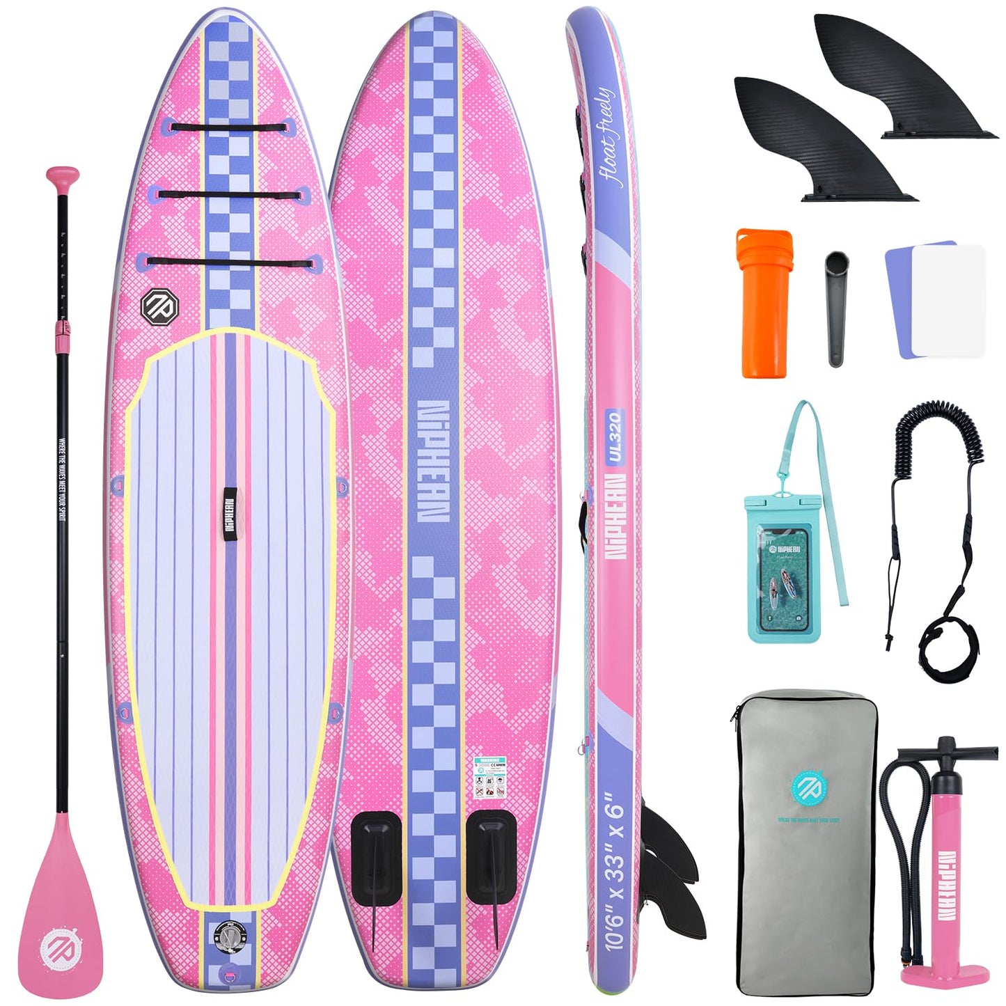 Niphean Inflatable Stand Up Paddle Board with SUP Accessories, Anti-Slip EVA Deck, 10’6’’ Inflatable Paddle Boards for Adults & Youth of All Skill Levels